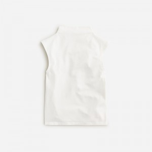 Camiseta sin Manga J.Crew Fitted mockneck stripe stretch cotton blend Mujer Blancas España | ZLUQFV579