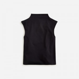 Camiseta sin Manga J.Crew Fitted mockneck stripe stretch cotton blend Mujer Negras España | RWZXAB681
