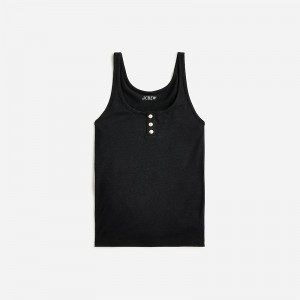 Camiseta sin Manga J.Crew Henley Mujer Negras España | WAMNOL782