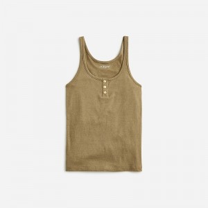 Camiseta sin Manga J.Crew Henley Mujer Verde Oliva España | WITSAK061