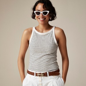 Camiseta sin Manga J.Crew High-neck stretch Mujer Alexa Stripe Ivory Even España | AOBPVZ871