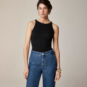 Camiseta sin Manga J.Crew High-neck stretch Mujer Negras España | XDHBUY219