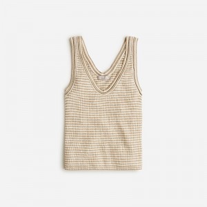 Camiseta sin Manga J.Crew Merino-linen blend sweater Mujer Kaki Blancas España | SOCQPM489