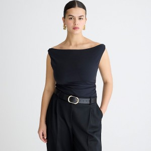 Camiseta sin Manga J.Crew Off-the-shoulder Mujer Negras España | AUFRVP291