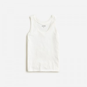 Camiseta sin Manga J.Crew Pima cotton scoopneck Mujer Blancas España | ZQIHPS623