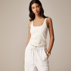 Camiseta sin Manga J.Crew Pointelle Mujer Ivory España | JCDFPK741
