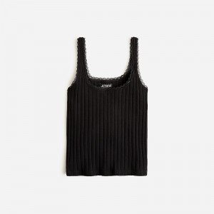 Camiseta sin Manga J.Crew Pointelle Mujer Negras España | YUAHXP247