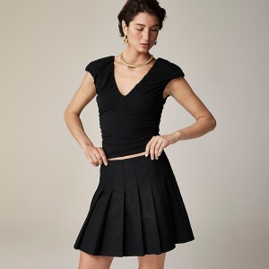Camiseta sin Manga J.Crew Ruched V-neck Mujer Negras España | UOKDPF928