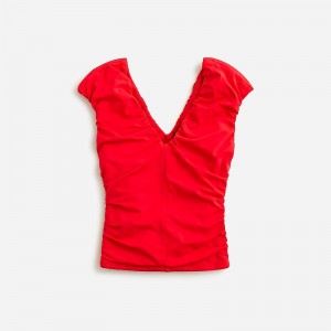 Camiseta sin Manga J.Crew Ruched V-neck Mujer Rojas España | LBNFOM832