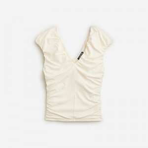 Camiseta sin Manga J.Crew Ruched V-neck Mujer Ivory España | GFKYSR310