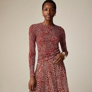 Camiseta sin Manga J.Crew Sheer long-sleeve strawberry swirl print Mujer Rojas España | FLEHWD201