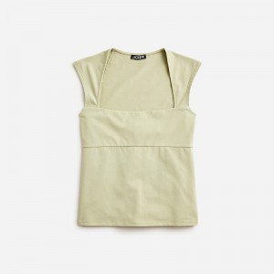 Camiseta sin Manga J.Crew Squareneck cap-sleeve Mujer Verde España | MPCGJX235