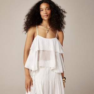 Camiseta sin Manga J.Crew Tiered with embroidery Mujer Blancas España | BMTSYU071