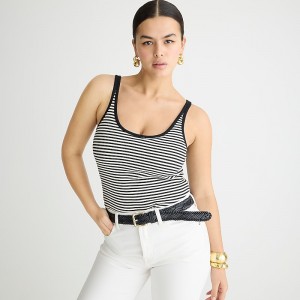 Camiseta sin Manga J.Crew Vintage rib shelf-bra Mujer Negras España | DOTCKA108