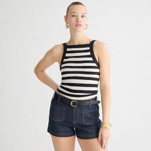Camiseta sin Manga J.Crew Vintage rib wide-strap Mujer Negras España | FGPCAI850