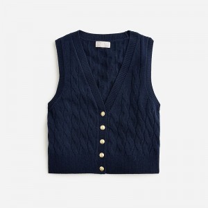 Chaleco J.Crew Cashmere cropped cable-knit sweater Mujer Azul Marino España | WVXLTD687