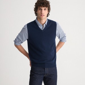 Chaleco J.Crew Cashmere sweater Hombre Azul Marino España | ZAHKEY109