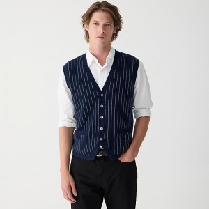 Chaleco J.Crew Cashmere-blend cardigan sweater Hombre Azul Marino Gris España | ITCDLS795