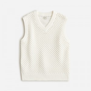 Chaleco J.Crew Cotton berry-stitch sweater Hombre Blancas España | XCYSDB318