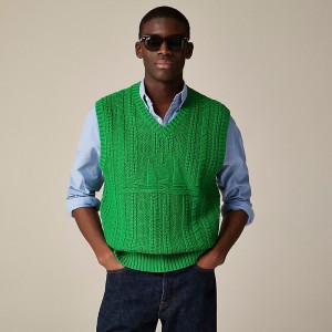 Chaleco J.Crew Cotton sweater-vest with sailboat motif Hombre Warm Clover España | BLVTAQ627