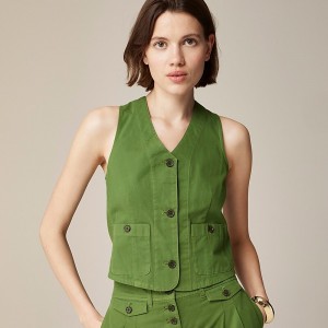 Chaleco J.Crew Patch-pocket chino Mujer Verde España | IHWVOQ071