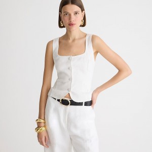 Chaleco J.Crew Scoopneck Mujer Blancas España | SJLKCG735