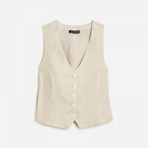 Chaleco J.Crew Slim-fit linen Mujer Flax España | VRDWMZ782