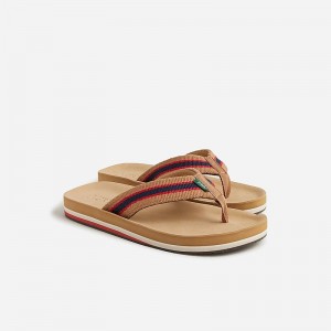 Chancletas J.Crew Striped Hombre Kaki España | YKIBWO036