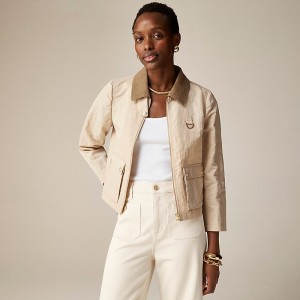 Chaquetas J.Crew Barn Jacket™ crinkle nylon Mujer Creme España | WDUFOM380