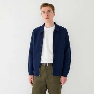 Chaquetas J.Crew Boiled merino wool coach's sweater Hombre Azul Marino España | FVUQXL248