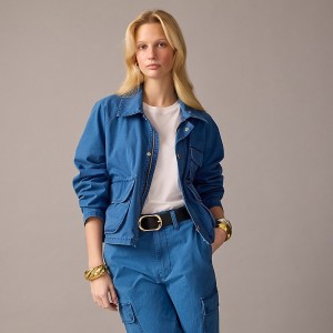 Chaquetas J.Crew Cargo indigo ripstop cotton Mujer Verde Menta Azules España | OTADWQ047