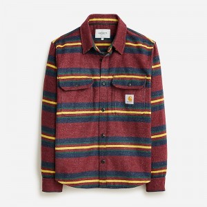 Chaquetas J.Crew Carhartt® Work Progress Oregon Hombre Starco Stripe Bordeaux España | JPCQEU157