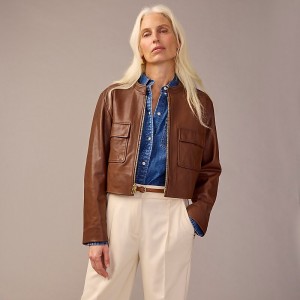 Chaquetas J.Crew Collection distressed leather Mujer Marrones España | QBDCTK650