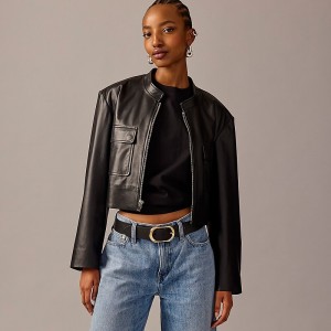 Chaquetas J.Crew Collection distressed leather Mujer Negras España | XJZKEY679