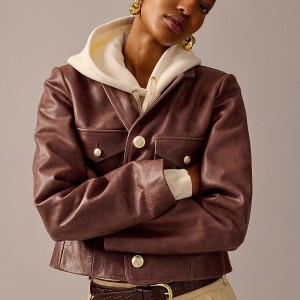 Chaquetas J.Crew Collection leather lady Mujer Verde Menta España | BHDEKF537