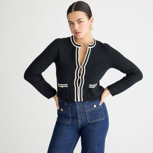 Chaquetas J.Crew Emilie sweater lady jacket with contrast trim Mujer Negras España | RICTKY054