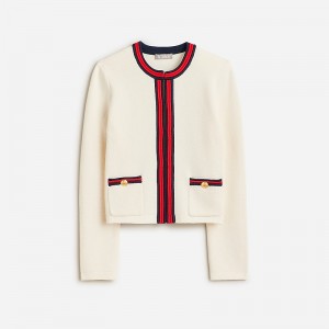 Chaquetas J.Crew Emilie sweater lady jacket with contrast trim Mujer Rojas Azul Marino España | SCRDUE197