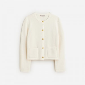 Chaquetas J.Crew Emilie sweater lady jacket with contrast trim Mujer Ivory España | WKZYAV362