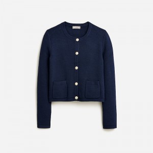 Chaquetas J.Crew Emilie sweater lady jacket with contrast trim Mujer Azul Marino España | HJOBSD378