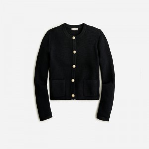 Chaquetas J.Crew Emilie sweater lady jacket with contrast trim Mujer Negras España | CYKNTV839