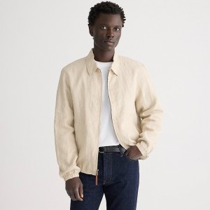 Chaquetas J.Crew Harrington linen plaid Hombre Will Houndstooth Wheat España | BUMAOS502