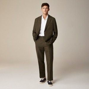 Chaquetas J.Crew Kenmare Relaxed-fit unstructured cotton-linen blend herringbone Hombre Verde Oliva España | VFGXUY208