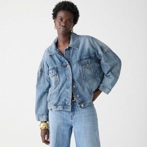 Chaquetas J.Crew Limited-edition Point Sur denim trucker Beach Way wash Mujer Azules España | FMKLCS068