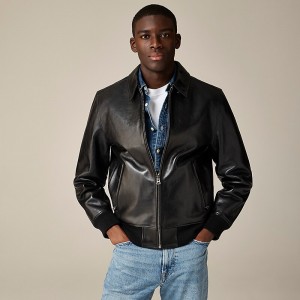 Chaquetas J.Crew Limited-edition flight Italian leather Mujer Negras España | IDFREM184