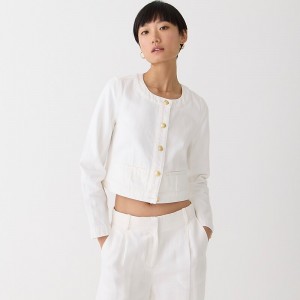 Chaquetas J.Crew Louisa lady white denim Mujer Blancas España | JYAQWR150