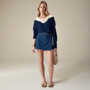 Falda Corta J.Crew Denim Indigo wash Mujer Indigo Azules España | YIMFDU231