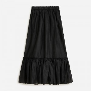 Falda J.Crew Amelia maxi crinkle cotton Mujer Negras España | OMHWVG798
