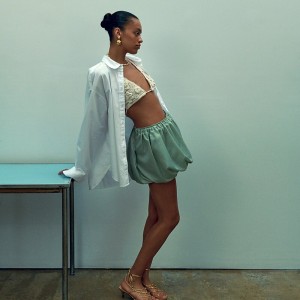 Falda J.Crew Collection bubble mini taffeta Mujer Vert Fume España | RDHJTK967