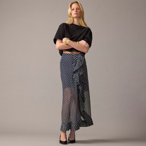 Falda J.Crew Collection chiffon ruffle Mujer Verde Menta España | TMUIQX387