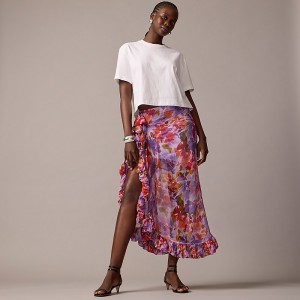 Falda J.Crew Collection chiffon ruffle Mujer Moradas España | YBZEOQ124
